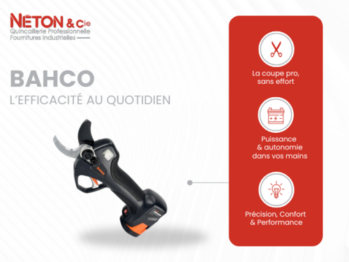 S&eacute;cateur &agrave; batterie BAHCO - Outil professionnel pour l'entretien des e