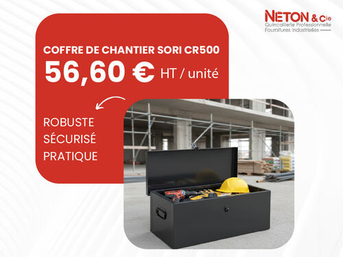 Coffre de chantier SORI CR500 : s&eacute;curisez votre mat&eacute;riel sur chantier