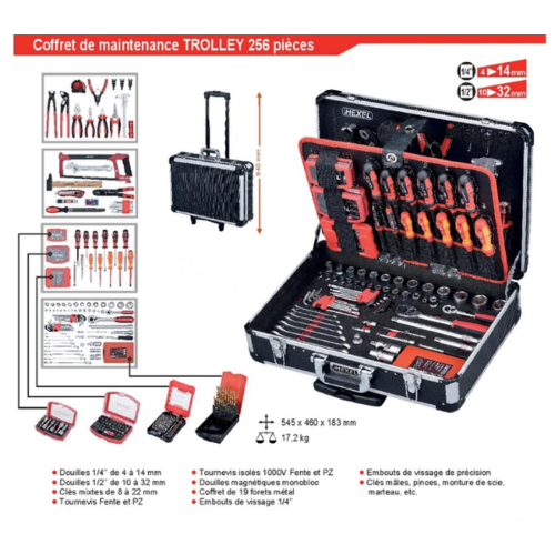 VALISE DEPANNAGE 256 OUTILS /trolley