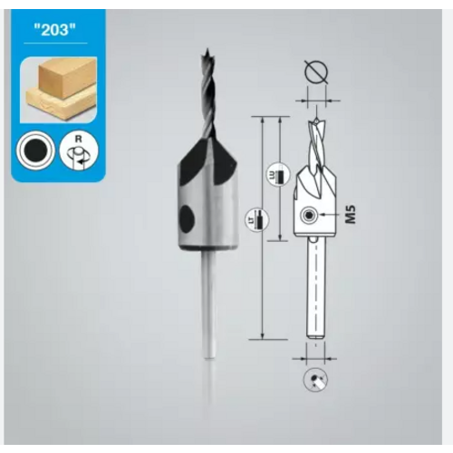 M&egrave;che H&eacute;lic. + Fraisoir HSS 4mm