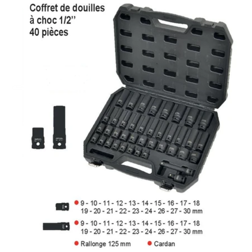 Coffret douilles CHOC courtes et longues